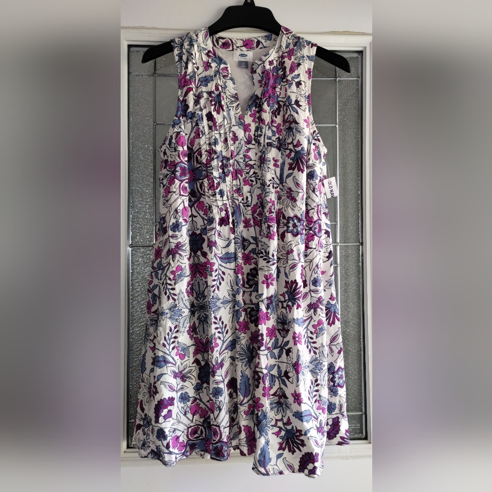 Old Navy Floral V-Neck Top - Purple, Pink, Blue